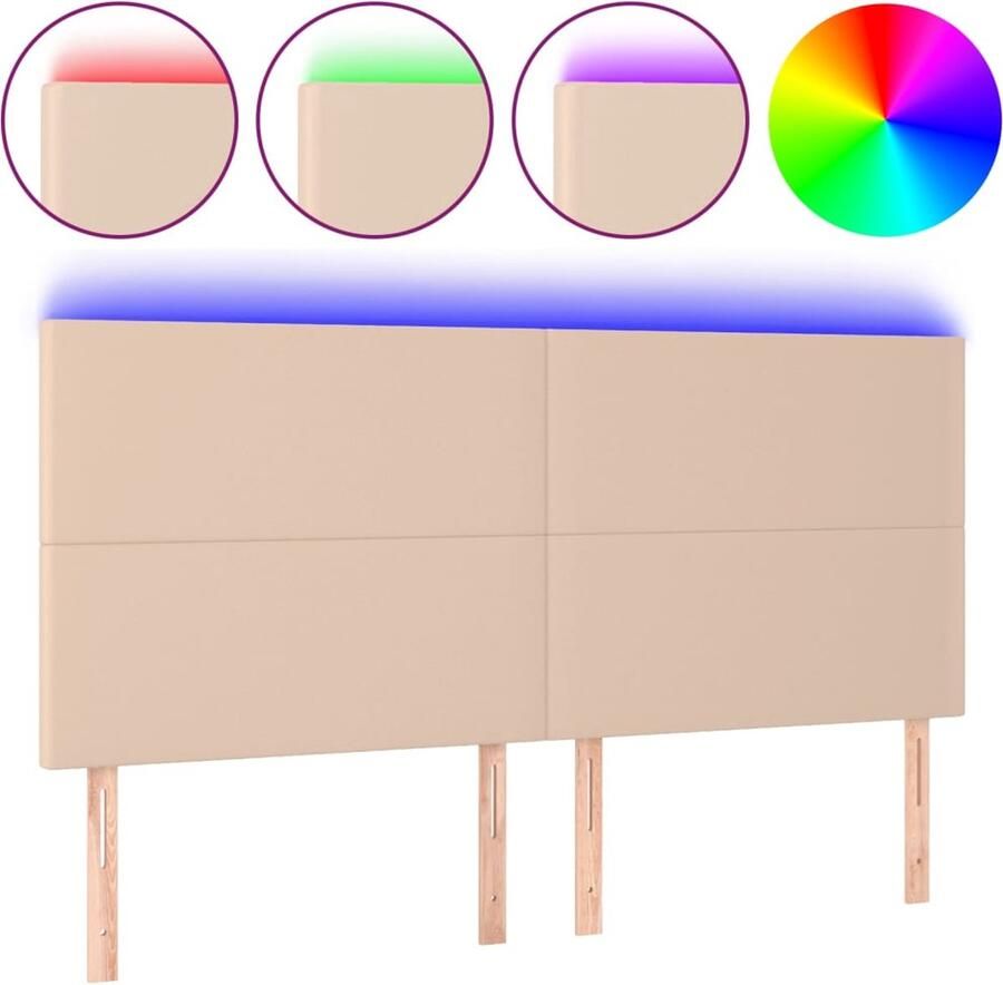 VidaXL Hoofdbord LED 200x5x118 cm Kunstleer Cappuccino Hoofd Bord Led Hoofdbord Kapstok Beddecoratie Bedroom Decor Slaapkamerstijl - Foto 2