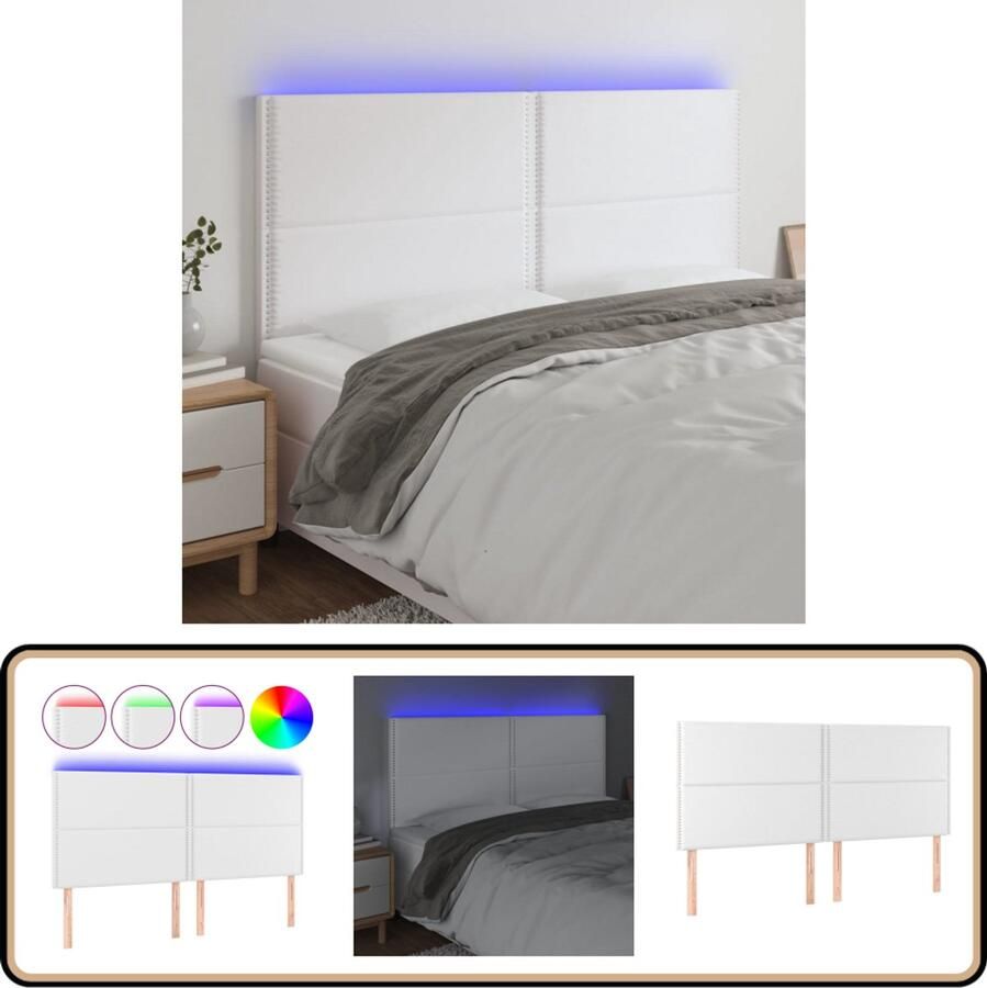 VidaXL Hoofdbord LED 160x5x118 128 cm Kunstleer Wit Hoofdboard Led Hoofdbord Hoofdeinde Kunstleder Hoofdbord Wit Hoofdbord Adjustable Hoofdbord Leeshoek Hoofdbord