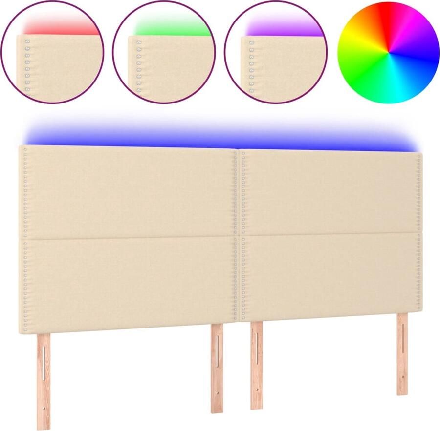VidaXL Hoofdeinde LED 160x118 cm Crèmekleurig Hoofddekbed Led Hoofdbord Creme Comfortabele Hoofdsteun Leeshoek Tv Hoek Slaapkamerstijl - Foto 2