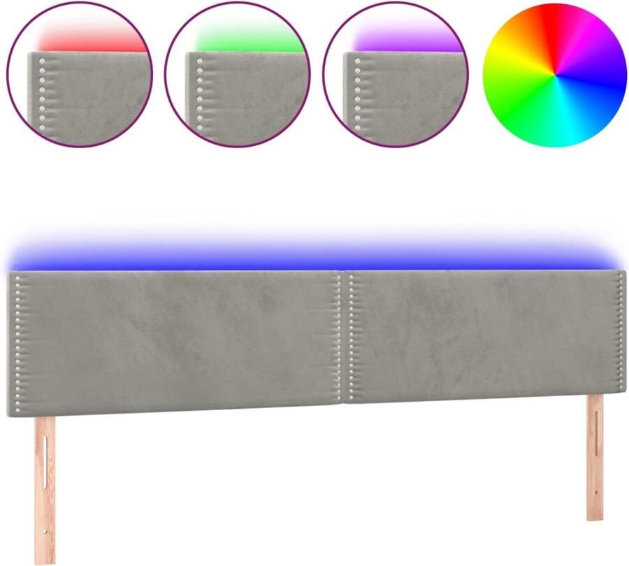 VidaXL Hoofdbord LED 160x5x78 88 cm fluweel lichtgrijs - Foto 2