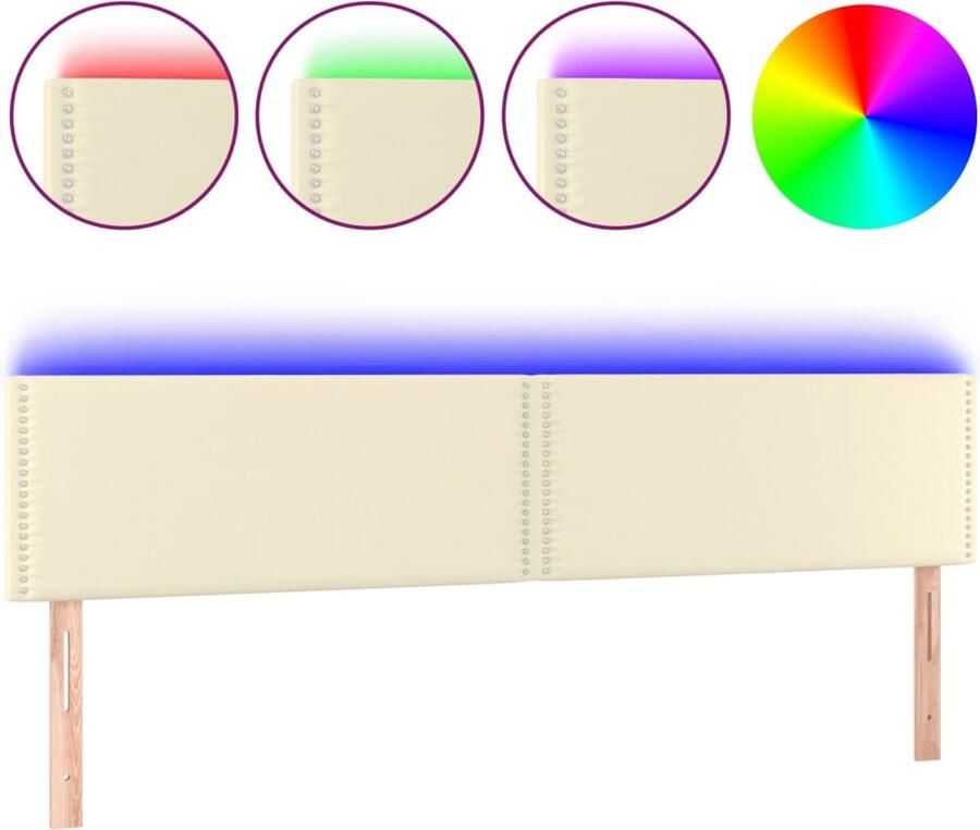 VidaXL Hoofdbord LED 160x5x78 88 cm kunstleer crÃ¨mekleurig