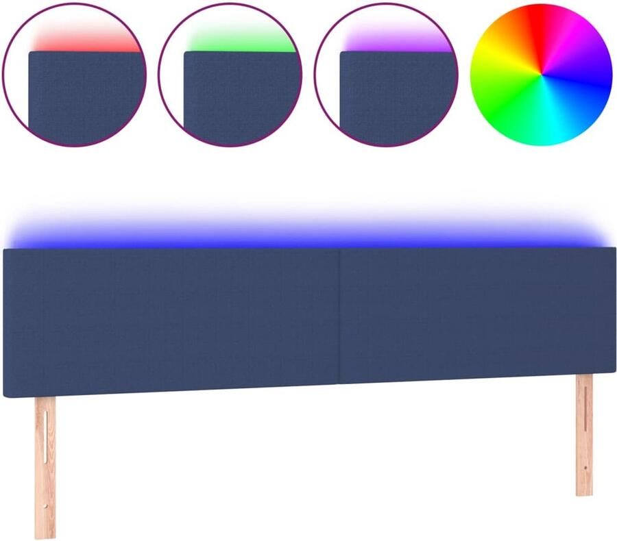 VidaXL Hoofdbord LED 160x5x78 88 cm stof blauw - Foto 4