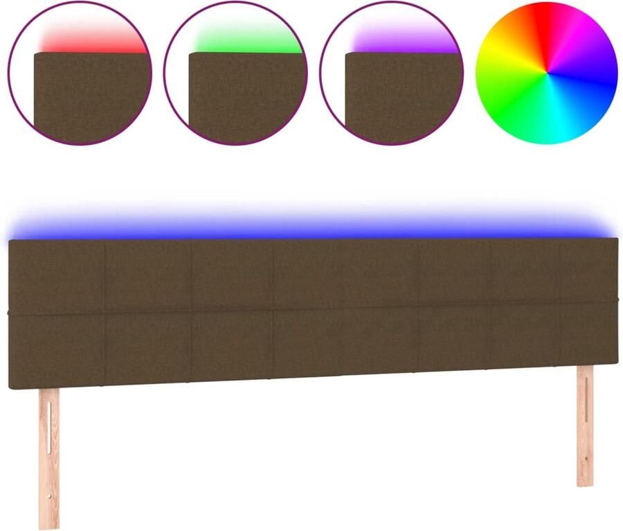 VidaXL Hoofdbord LED 160x5x78 88 cm stof donkerbruin - Foto 2