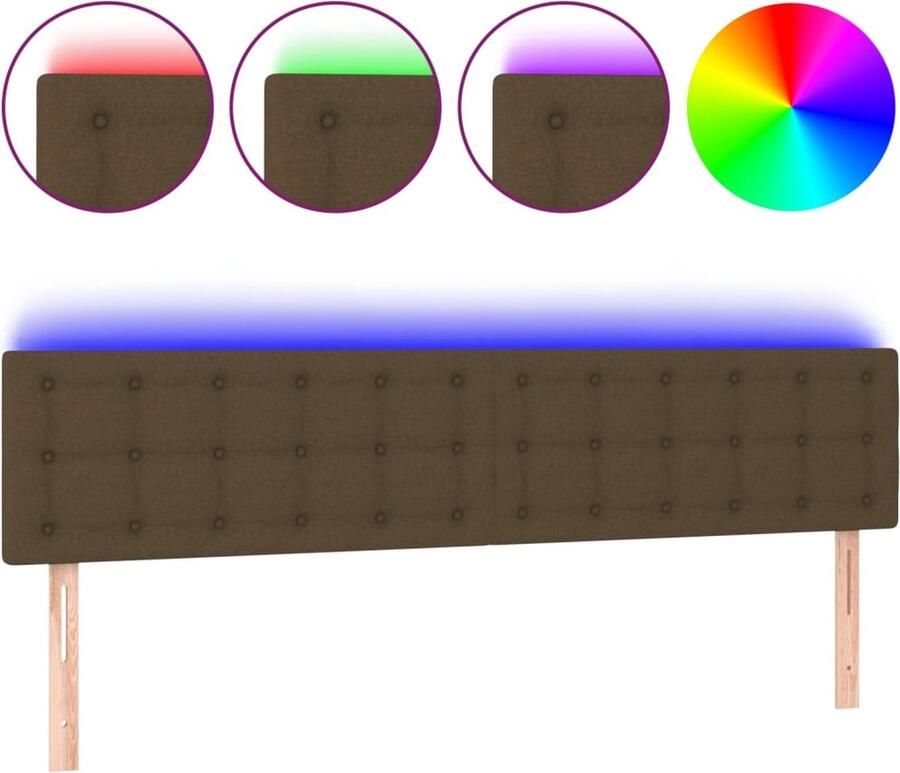 VidaXL Hoofdbord LED 160x5x78 88 cm stof donkerbruin - Foto 3