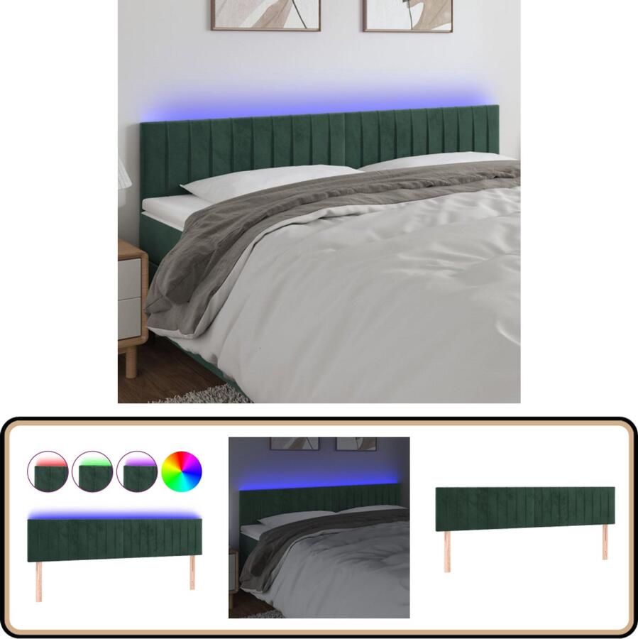 VidaXL Hoofdbord LED 160x78 cm Donkergroen Hoofdboard Led Hoofdbord Velvet Hoofdbord Groen Hoofdbord Beddecoratie