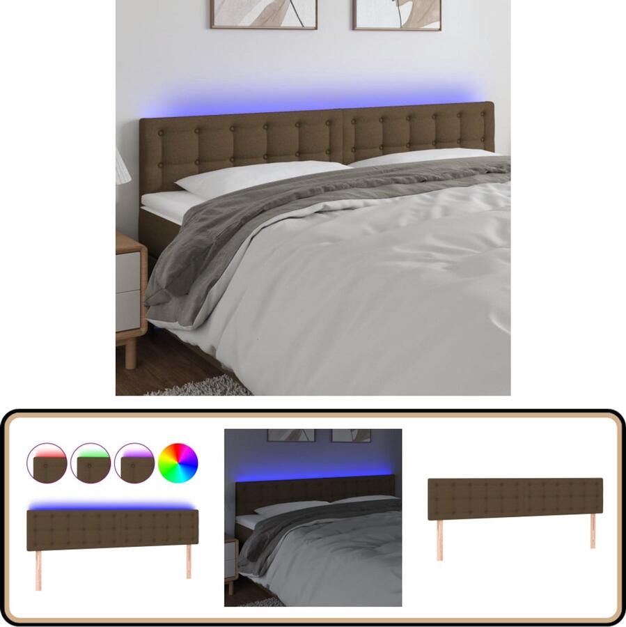 VidaXL Hoofdbord LED 160x78 cm Stof Donkerbruin Hoofd Bord Led Headboard Bedhead Hoofdkussen Leeshoek