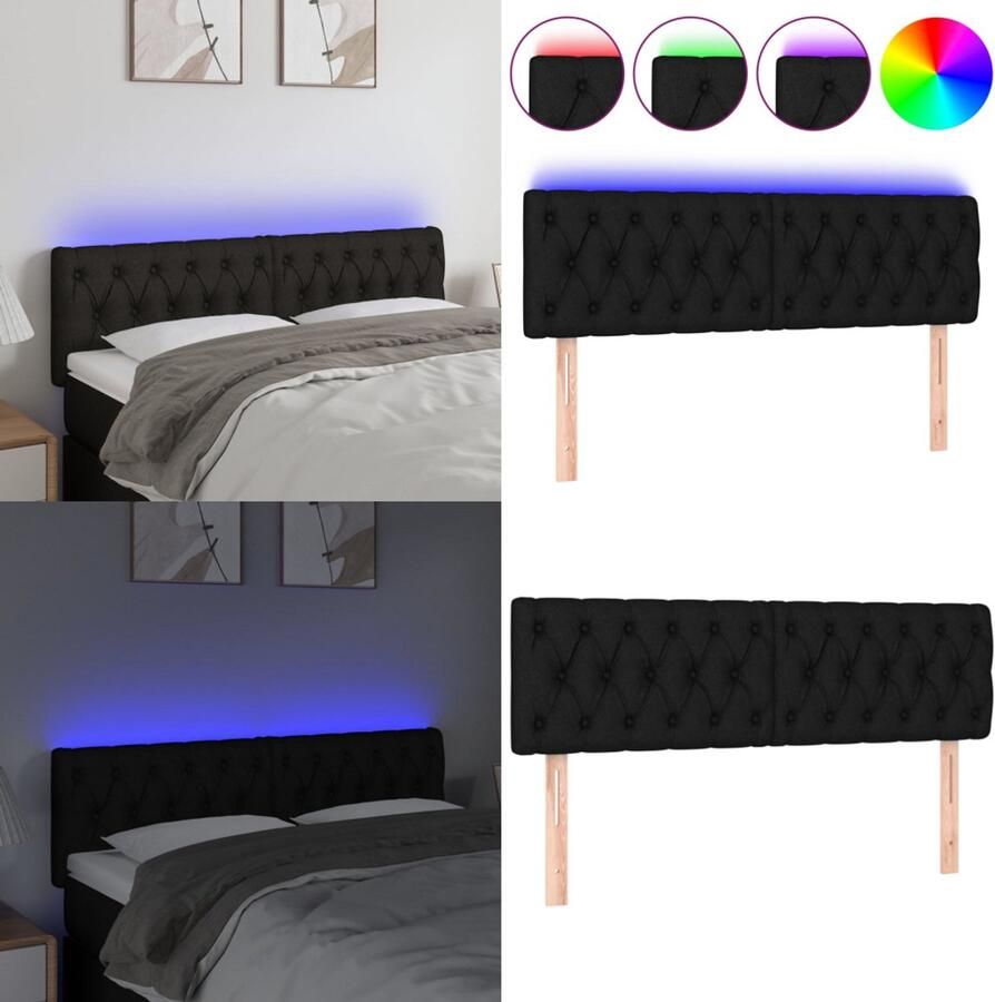 VidaXL Hoofdbord LED 160x7x78 88 cm stof zwart Hoofdbord Hoofdborden Hoofdeinde Houten Hoofdbord