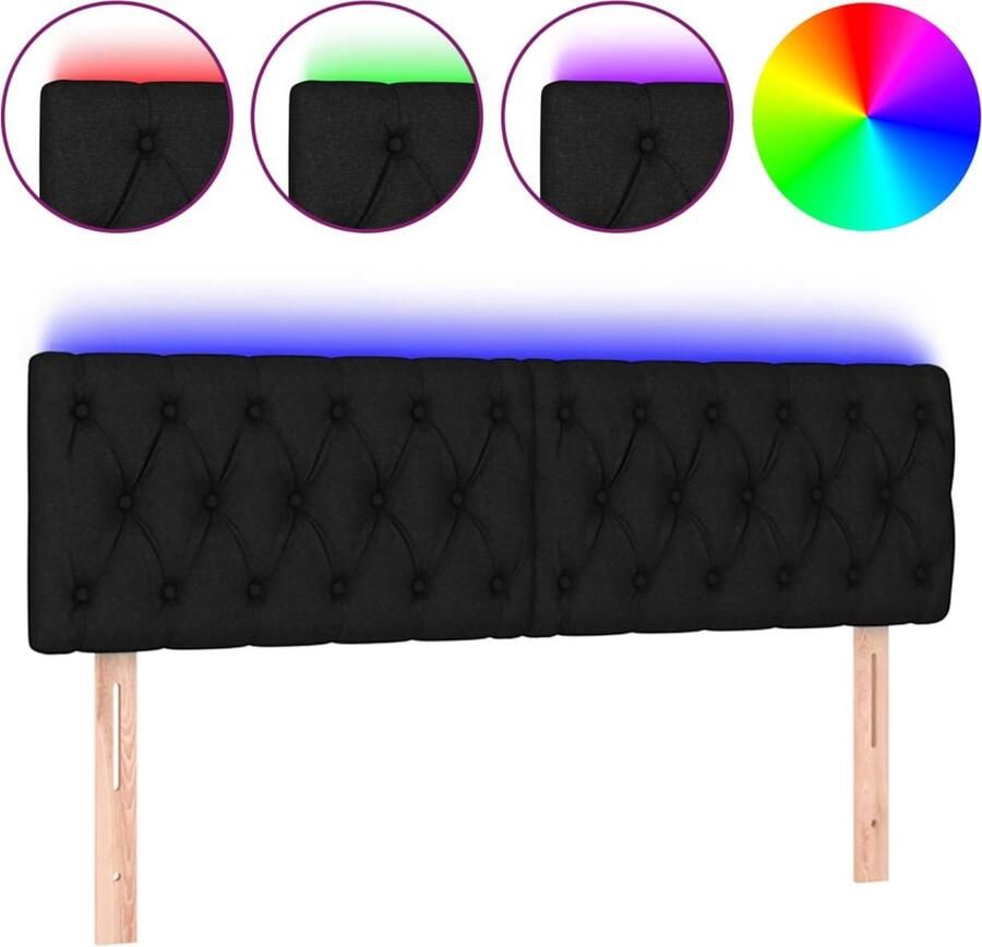 VidaXL Hoofdbord LED 144x78 cm Zwart Stof Hoofdboard Led Headboard Hoofdbord Zwart Hoofdkussen Slaap Accessoires Kamer Decoratie Bedroom Furniture - Foto 2