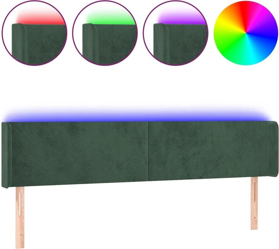 VidaXL Hoofdbord LED 163x16x78 88 cm fluweel donkergroen - Foto 3