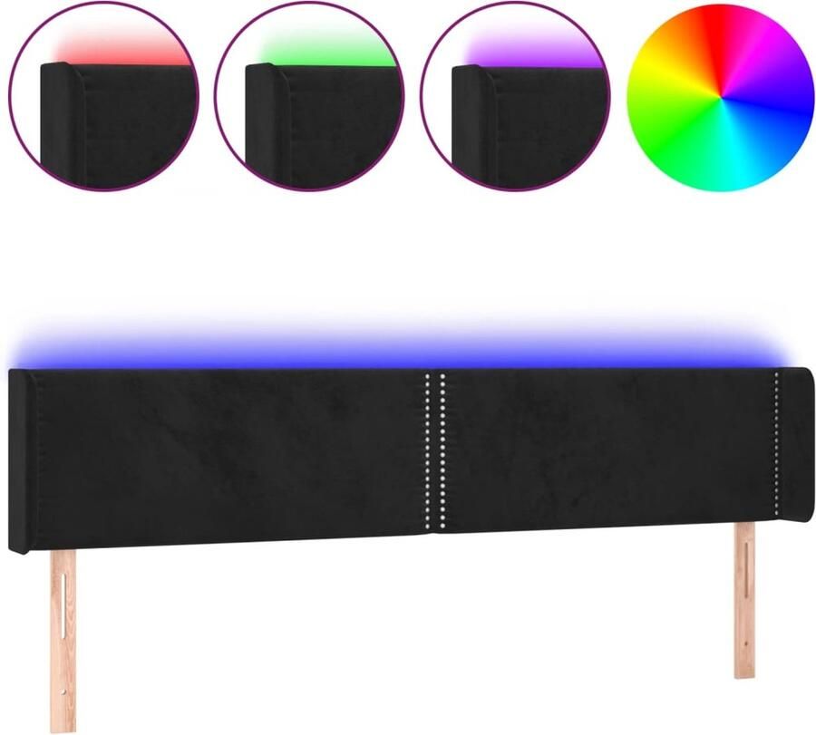 VidaXL Hoofdbord LED 163x16x78 88 cm fluweel zwart - Foto 5