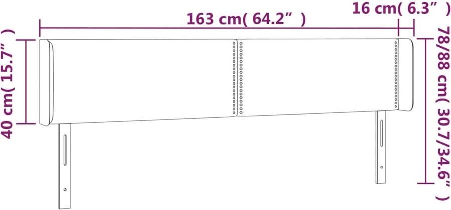 VidaXL Hoofdbord LED 163x16x78 88 cm Kunstleer Grijs Hoofd Bord Led Hoofdbord Hoofdkussen Sierkussens Slaap Accessoires
