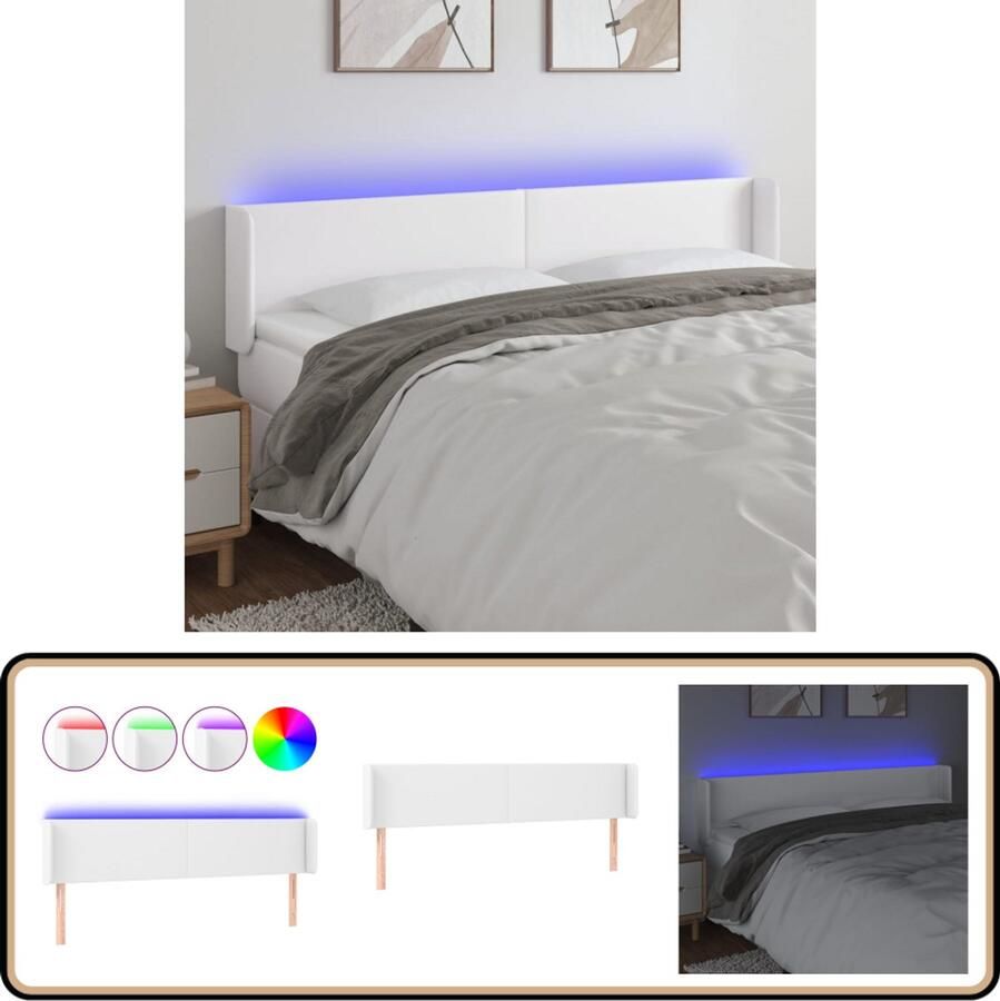 VidaXL Hoofdbord LED 163x16x78 88 cm Kunstleer Wit Hoofdboard Led Hoofdbord Met Led Kunstleder Hoofdbord Witte Hoofdbord