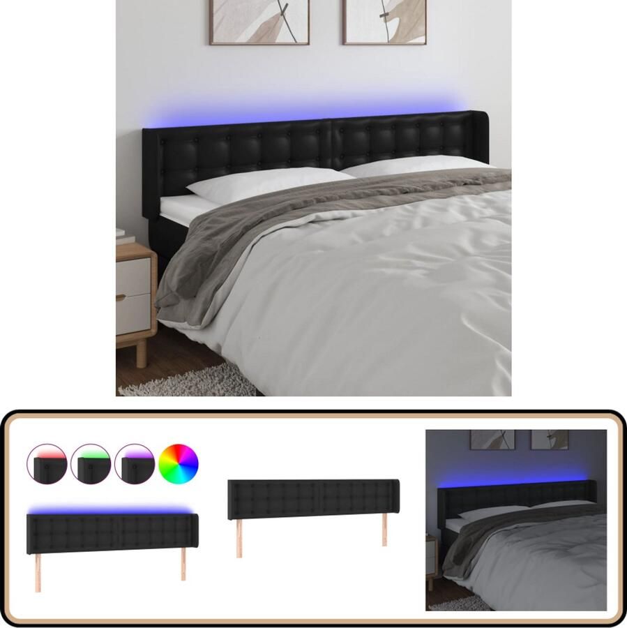 VidaXL Hoofdbord LED 163x16x78 88 cm Kunstleer Zwart Hoofdboard Led Hoofdbord Met Verlichting Kunstleder Hoofdbord Zwarte Hoofdbord Adjustable Hoofdbord Leeshoek Hoofdbord
