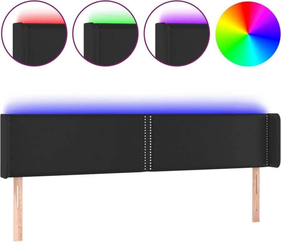 VidaXL Hoofdbord LED 163x16x78 88 cm Kunstleer Zwart Klassieke Hoofdbord Led Hoofdbord Kunstleder Hoofdbord Zwarte Hoofdbord Met Verlichting Adjustable Hoofdbord Leeshoek Hoofdbord - Foto 2