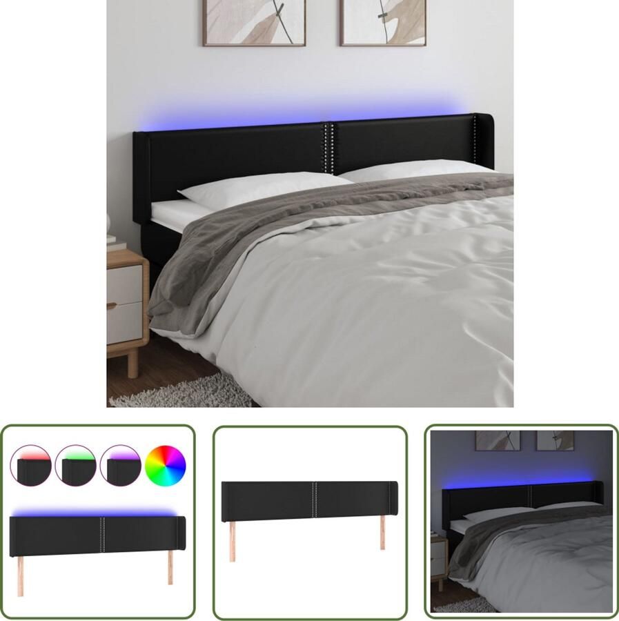 VidaXL Hoofdbord LED 163x16x78 88 cm Kunstleer Zwart Klassieke Hoofdbord Led Hoofdbord Kunstleder Hoofdbord Zwarte Hoofdbord Met Verlichting Adjustable Hoofdbord Leeshoek Hoofdbord
