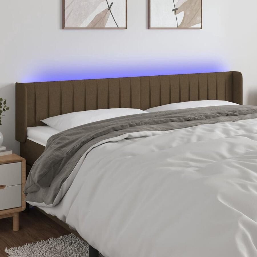 VidaXL Hoofdbord LED 163x16x78 88 cm Stof Donkerbruin Hoofd Bord Led Headboard Hoofdkussen Bedroom Decor Slaapkamers