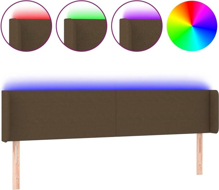 VidaXL Hoofdbord LED 183x16x78 88 cm stof donkerbruin