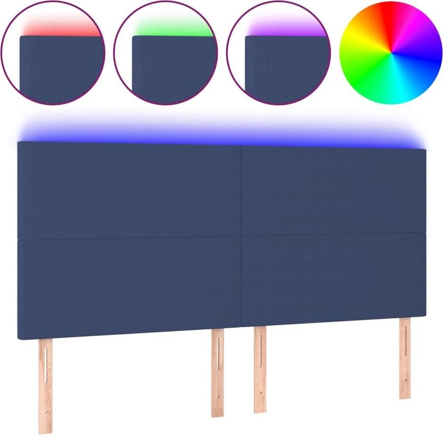 VidaXL Hoofdbord LED 180x5x118 cm Blauw Stof Hoofdboard Led Headboard Hoofdkussen Beddecoratie Bedroom Decor Nachtkastje - Foto 2