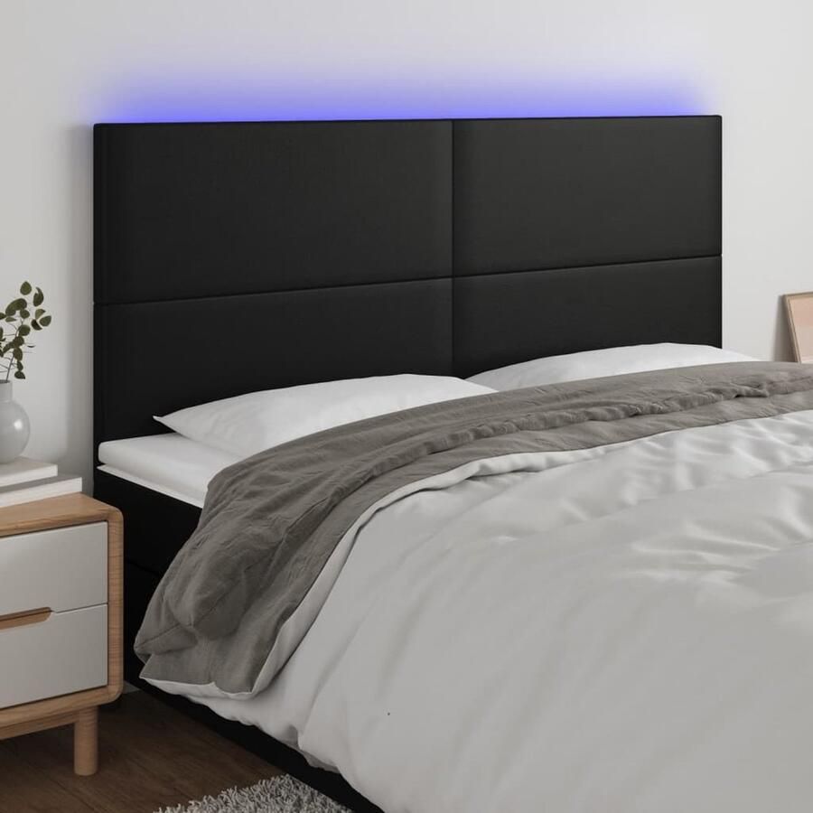 VidaXL Hoofdbord LED 180x5x118 cm Kunstleer Zwart Led Hoofdbord Led Headboard Hoofdbord Zwart Zwarte Hoofdbord Kunstleder Hoofdbord Comfortabel Hoofdbord Leeshoek Hoofdbord Tv Hoek Hoofdbord - Foto 2