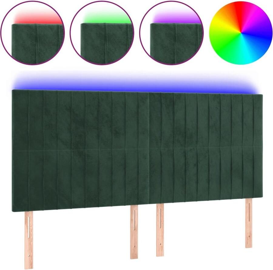 VidaXL Hoofdbord LED 180x5x118 128 cm fluweel donkergroen - Foto 3