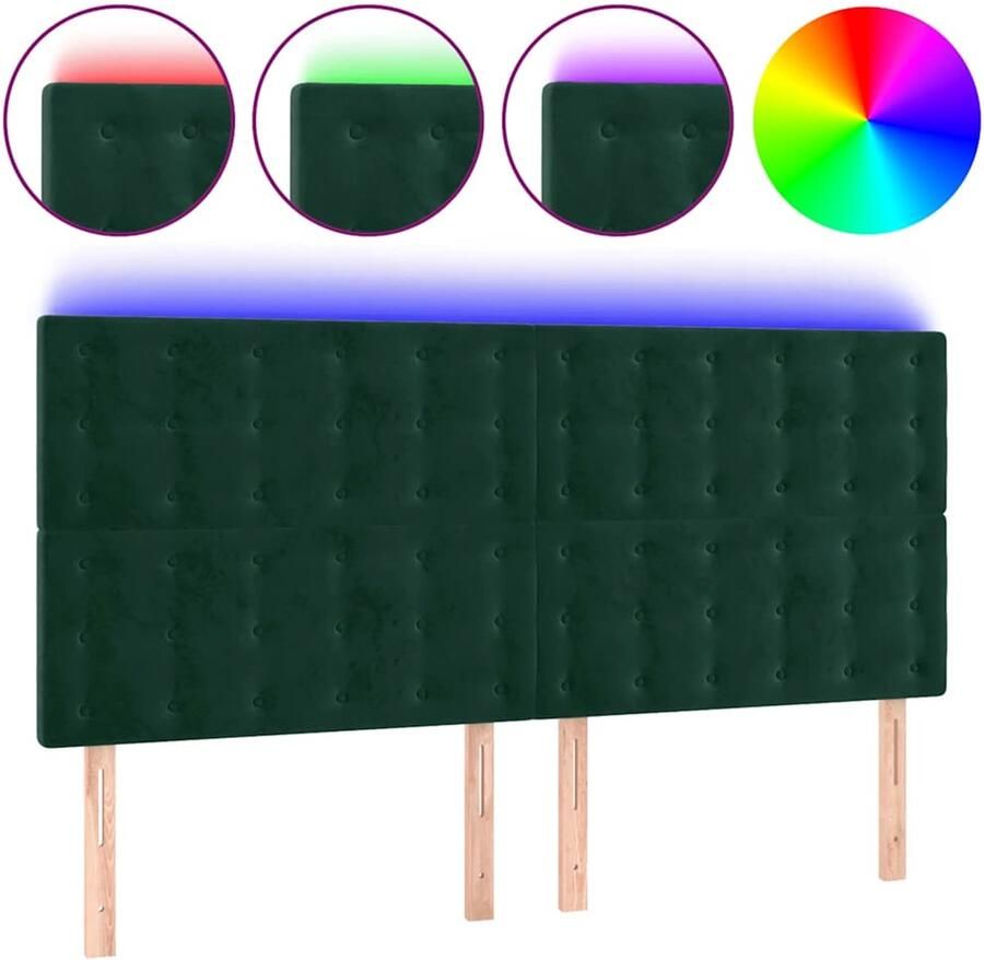 VidaXL Hoofdbord LED 180x5x118 128 cm fluweel donkergroen - Foto 3