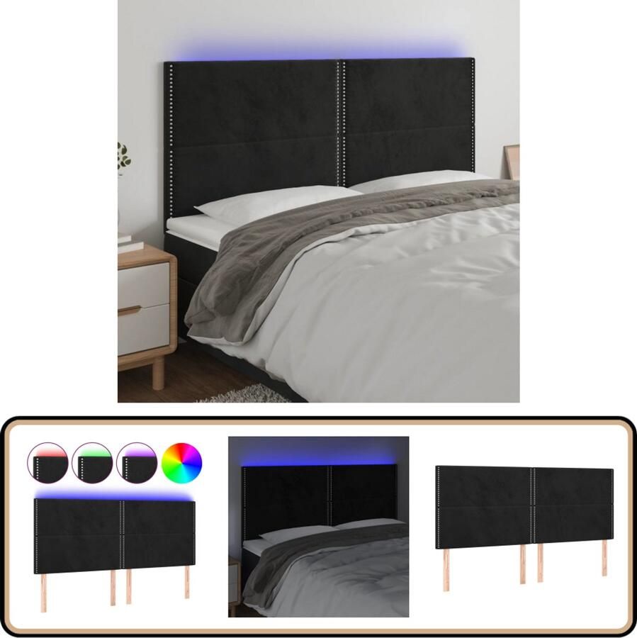 VidaXL Hoofdbord LED 180x5x118 128 cm Fluweel Zwart Hoofd Bord Led Hoofdbord Met Led Verlichting Fluweel Hoofdbord Zwart Hoofdbord Bestellen Hoofdbord Online Kopen
