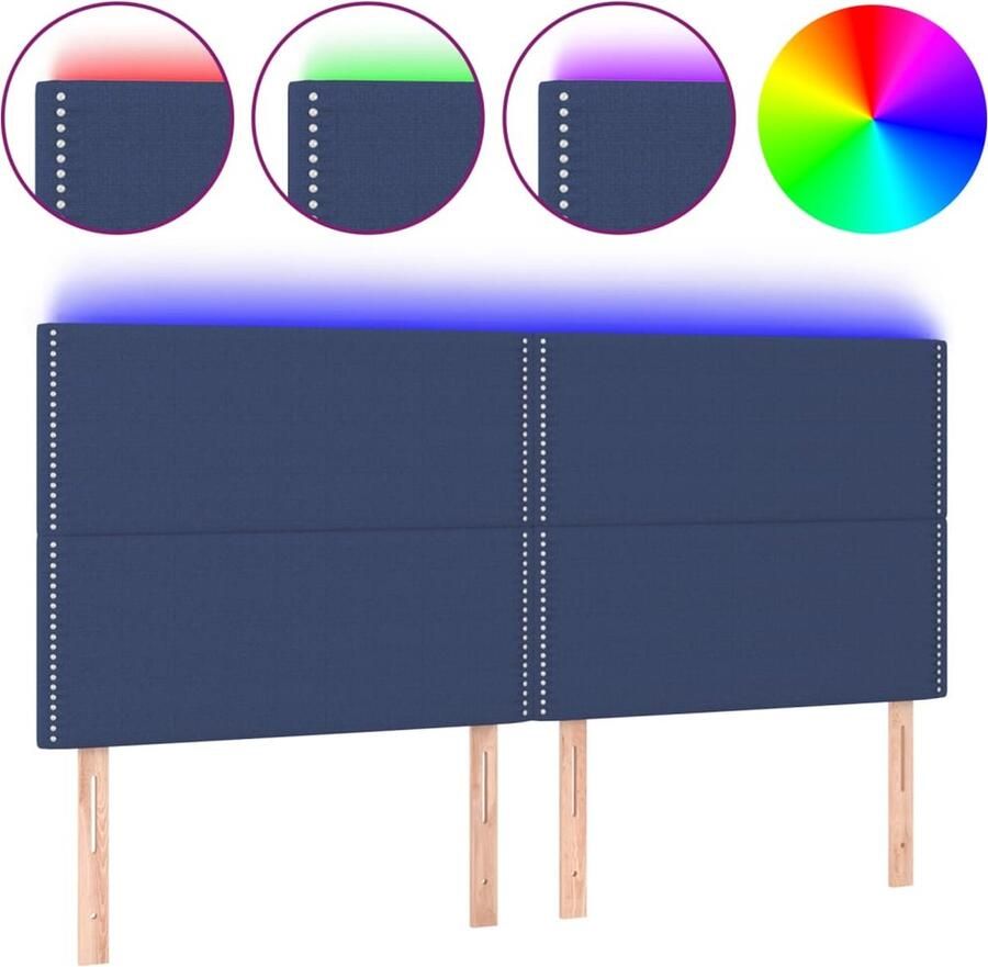 VidaXL Hoofdbord LED 180x5x118 128 cm stof blauw - Foto 2