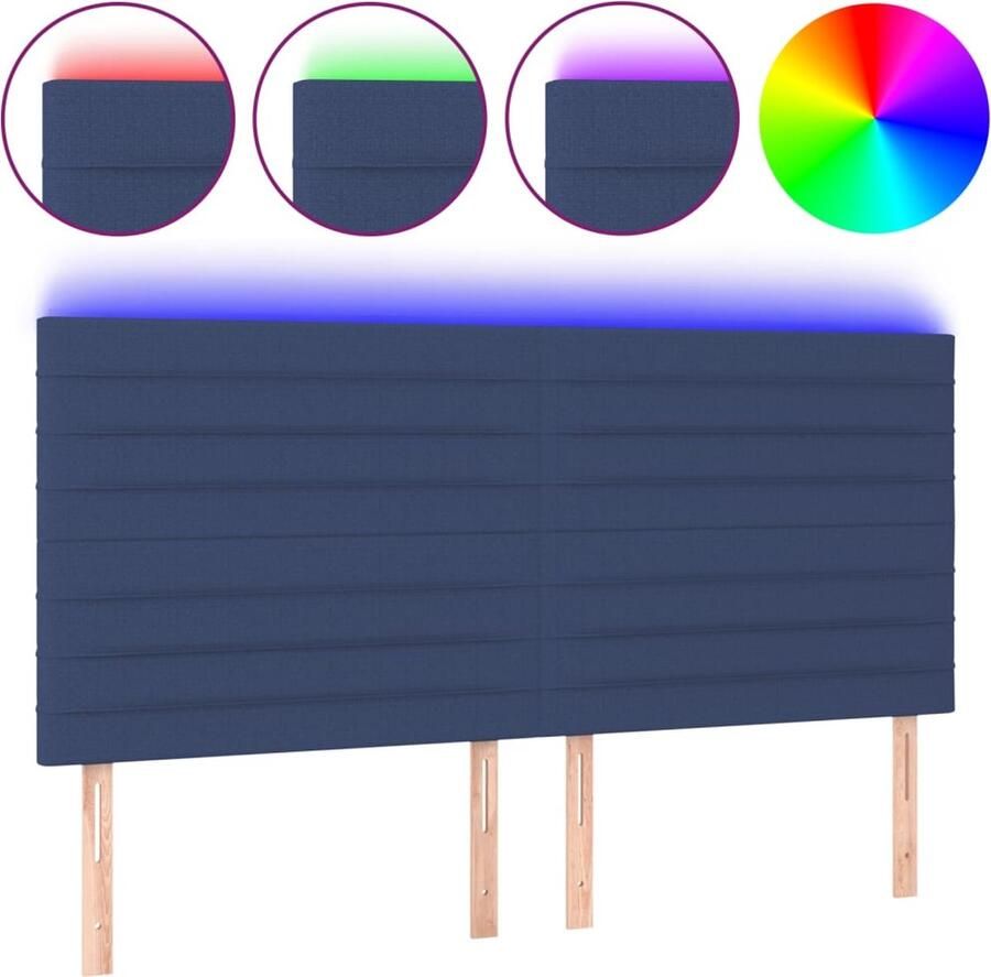 VidaXL Hoofdbord LED 160x5x118 128 cm stof blauw - Foto 2