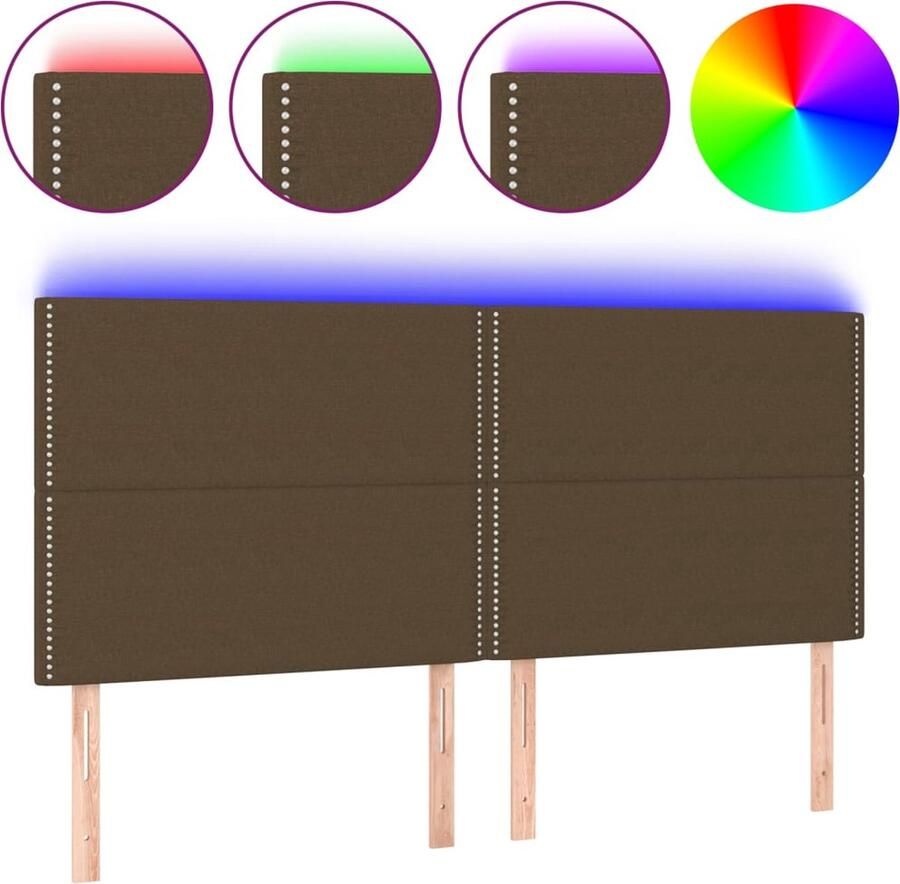 VidaXL Hoofdbord LED 180x5x118 128 cm stof donkerbruin - Foto 2