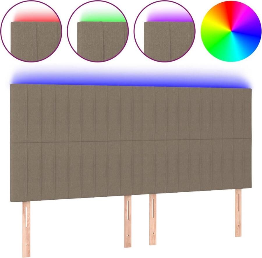 VidaXL Hoofdbord LED 160x5x118 128 cm stof taupe - Foto 2