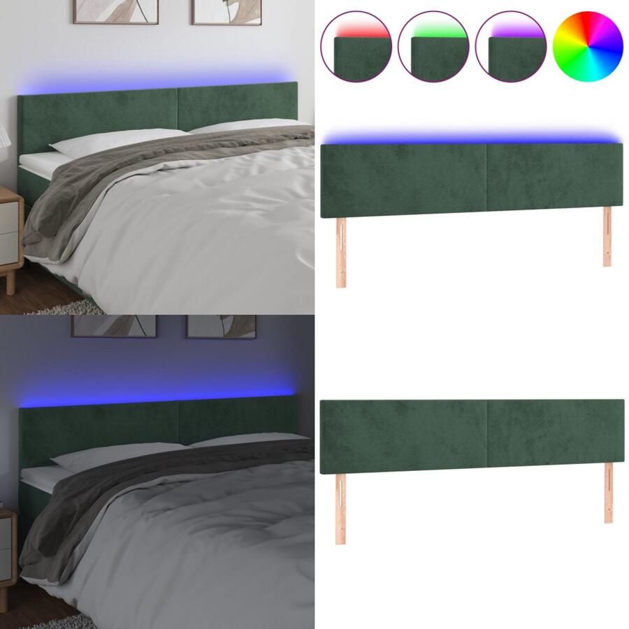 VidaXL Hoofdbord LED 180x5x78 88 cm fluweel donkergroen Hoofdbord Hoofdborden Hoofdeinde Houten Hoofdbord
