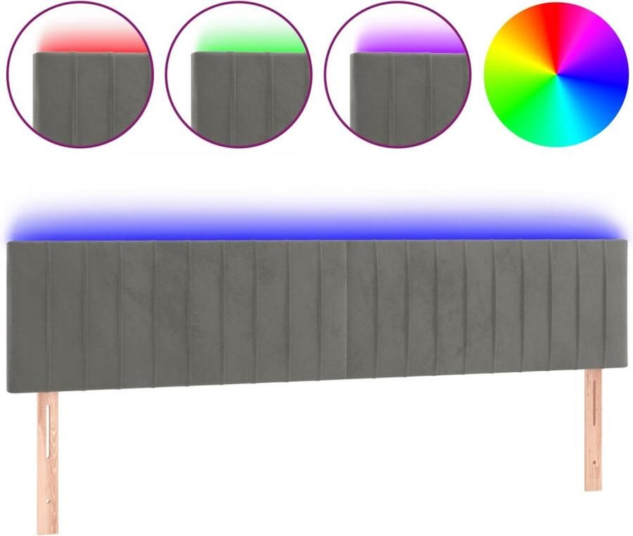 VidaXL Hoofdbord LED 180x5x78 88 cm Fluweel Lichtgrijs Hoofd Bord Led Verlichting Hoofdbord Grijs Fluweel Hoofdbord Hoofdkussen Bedroom Decor - Foto 2
