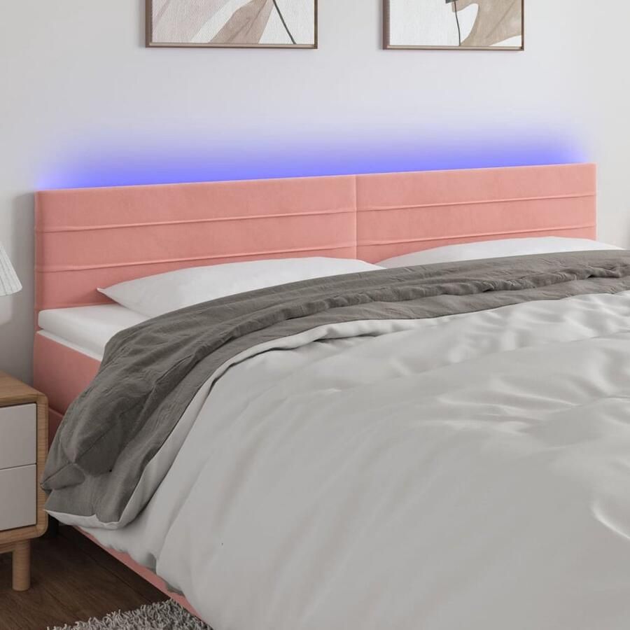 VidaXL Hoofdbord LED 180x5x78 88 cm Fluweel Roze Hoofd Bord Led Hoofdbord Fluweel Hoofdbord Roze Hoofdbord Met Led Adjustable Headboard Leeshoek Tv Hoek - Foto 2