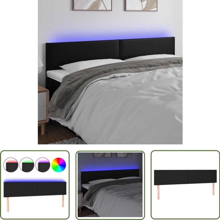 VidaXL Hoofdbord LED 180x5x78 88 cm Kunstleer Zwart Hoofd Bord Led Headboard Bedhead Slaap Kamer Decoratie Hoofdkussen
