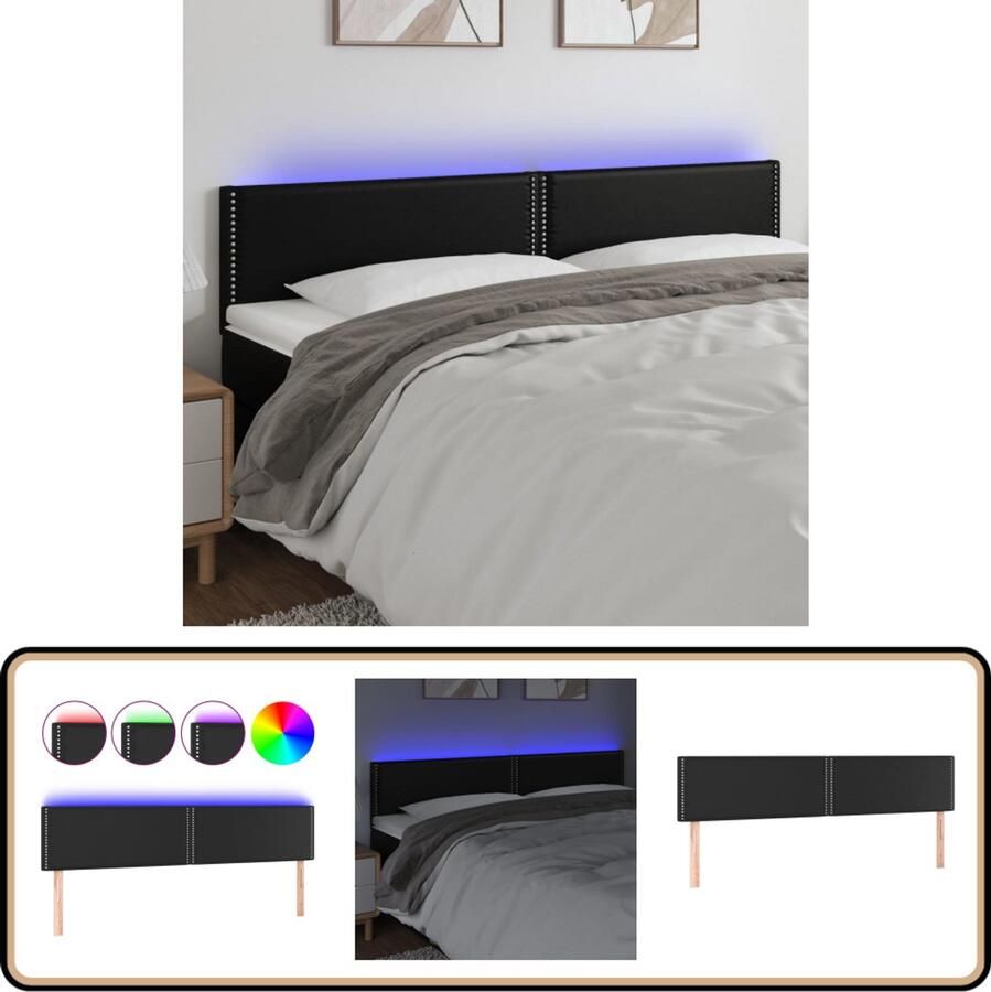 VidaXL Hoofdbord LED 180x5x78 88 cm Zwart Kunstleer Hoofdboard Led Hoofdbord Hoofdeinde Slaapkamers Decoratie Slaapkamer Zwarte Hoofdbord Kunstleder Hoofdbord