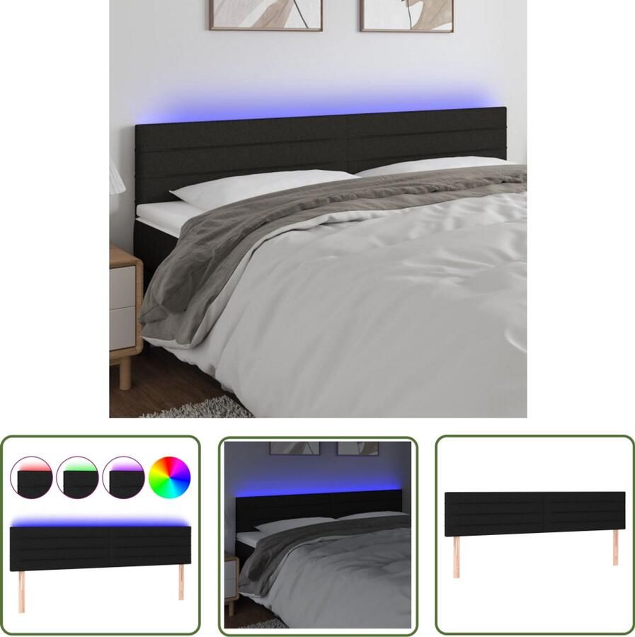 VidaXL Hoofdbord LED 180x5x78 88 cm Zwart Stof Hoofdboard Led Hoofdbord Hoofdeinde Zwarte Hoofdbord Beddecoratie Slaapkamers