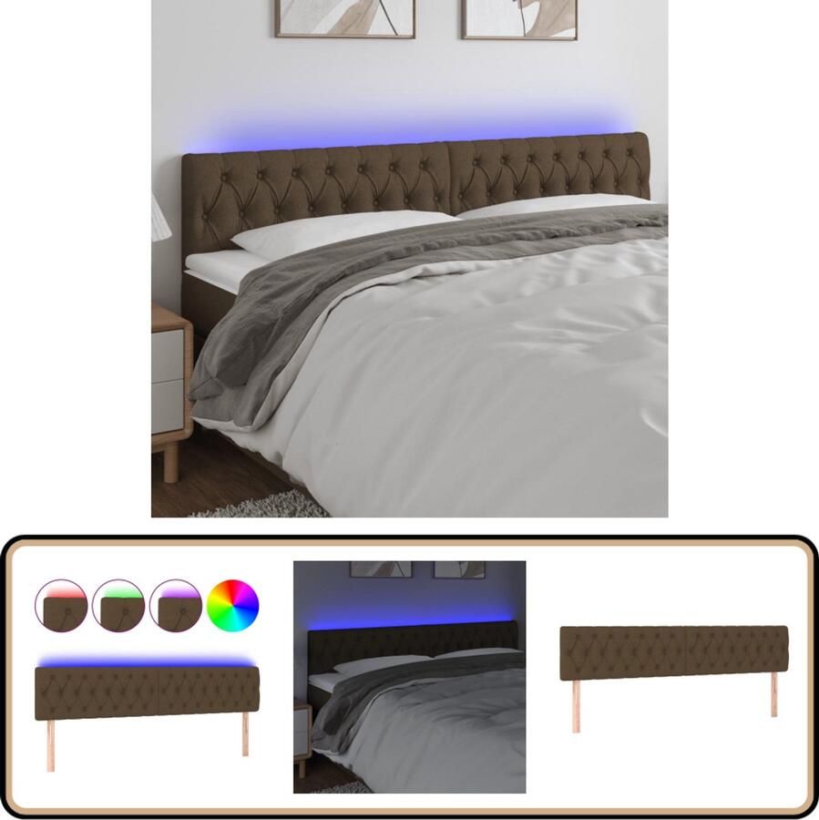VidaXL Hoofdbord LED 180x78 cm Donkerbruin Hoofdboard Led Hoofdbord Met Led Bedhead Slaapkamersdecoratie Nachtkastje