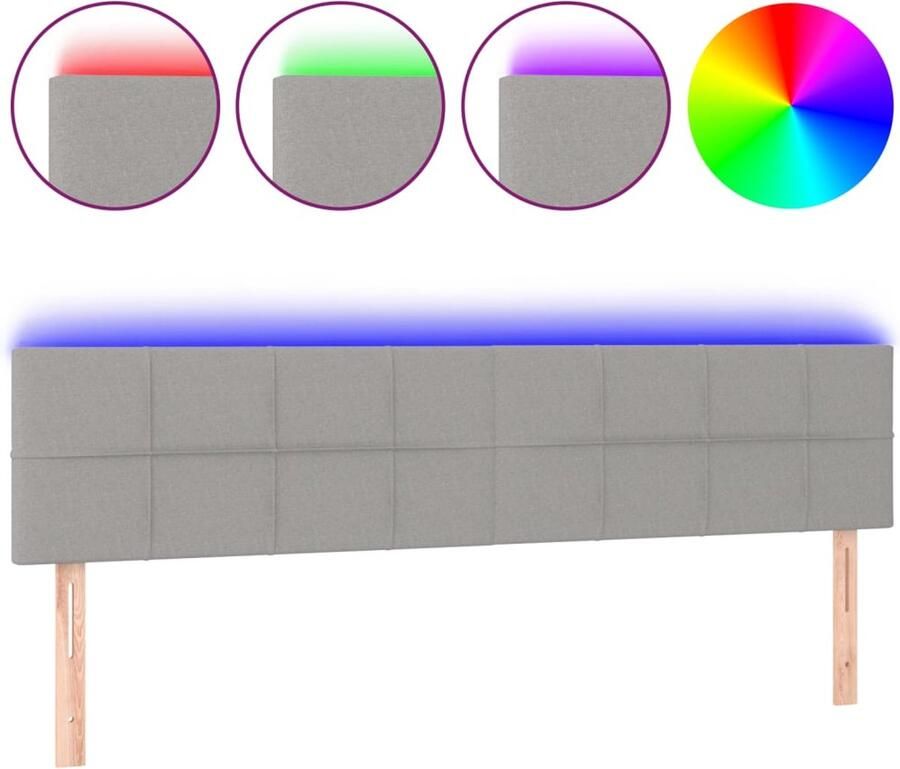 VidaXL Hoofdbord LED 180x78 cm Lichtgrijs Stof Hoofdboard Led Verlichting Bedstede Slaapkamers Textiel Meubilair Grijs Hoofdboard Stoffen Headboard - Foto 2