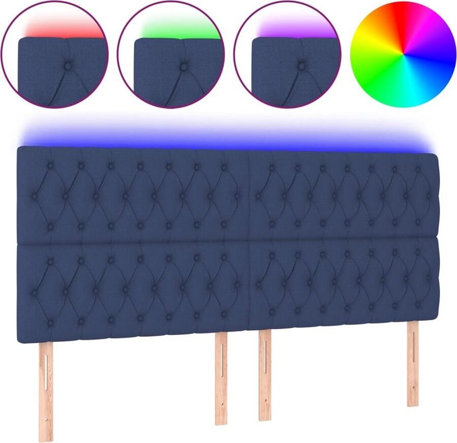 VidaXL Hoofdbord LED 180x7x118 128 cm stof blauw