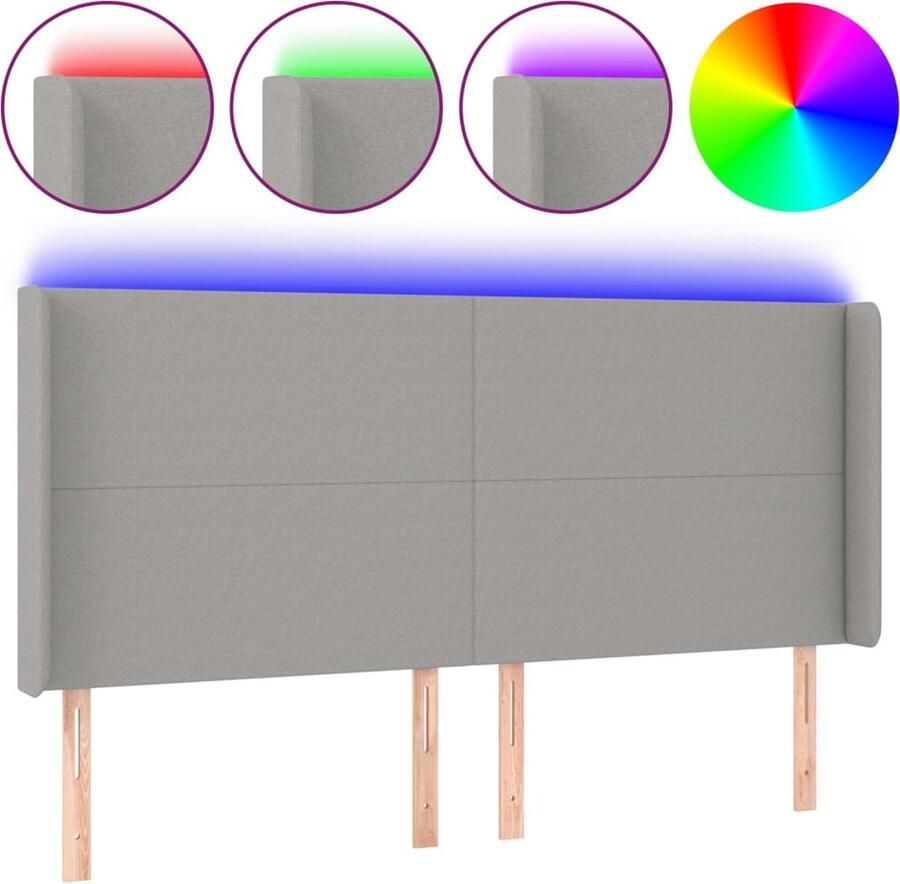 VidaXL Hoofdbord LED 183x16x118 cm Lichtgrijs Hoofdboard Led Lampen Hoofdbord Grijs Slaapkamers Bed Accessoires Relaxstoel - Foto 2