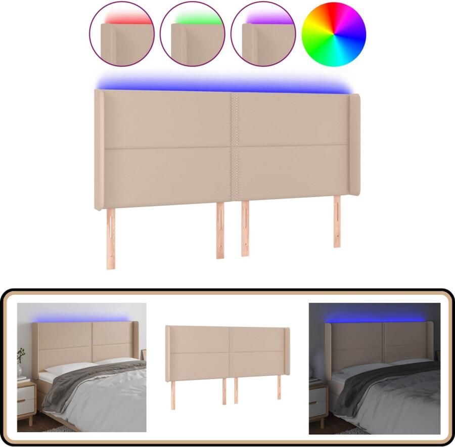 VidaXL Hoofdbord LED 183x16x118 128 cm Cappuccino Hoofdboard Led Hoofdbord Kapstok Bedroom Decoratie Bruine Hoofdbord