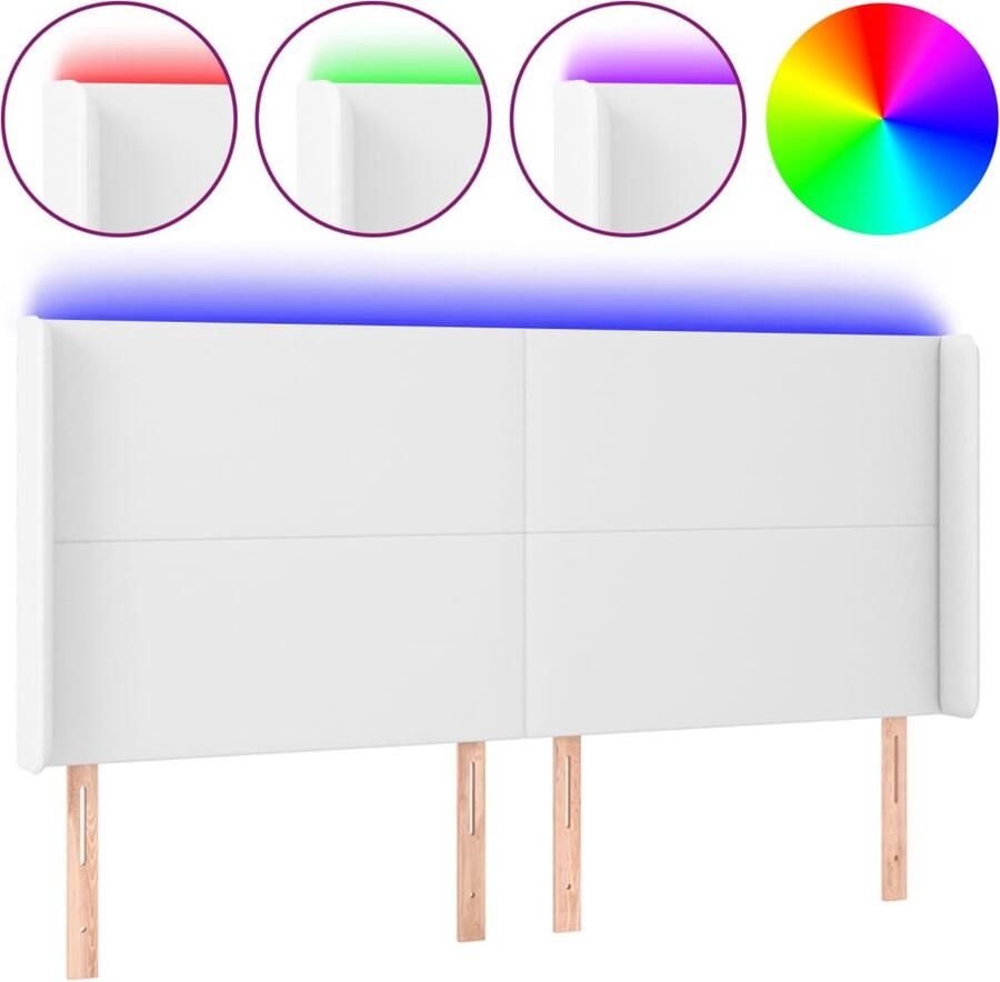 VidaXL Hoofdbord LED 163x16x118 128 cm kunstleer wit