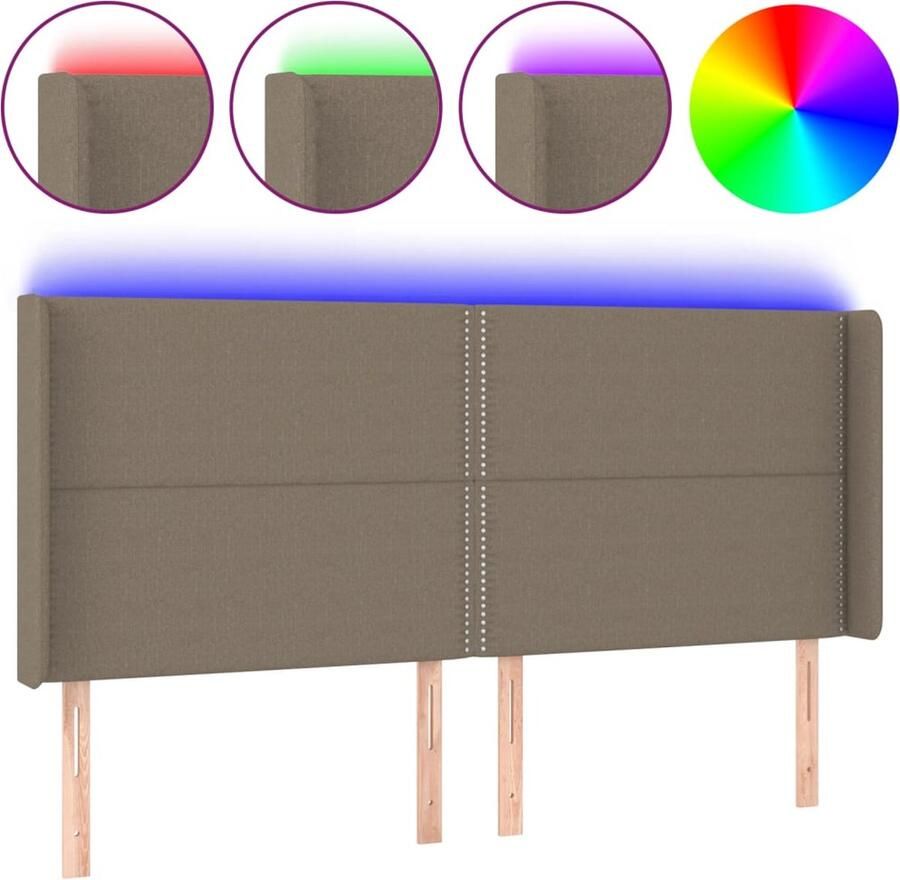 VidaXL Hoofdbord LED 183x16x118 128 cm stof taupe - Foto 3