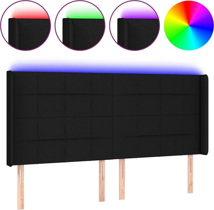 VidaXL Hoofdbord LED 183x16x118 128 cm Zwart Hoofdboard Led Verlichting Hoofdkussen Beddecoratie Slaapkamers Zwarte Meubels Moderne Slaapkamer - Foto 2
