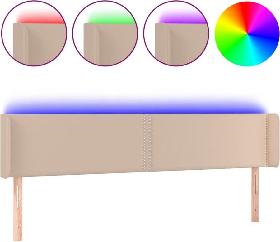 VidaXL Hoofdbord LED Kunstleer Cappuccino 203x16x78 88cm Hoofdboard Led Hoofdbord Kapstok Bedroom Decor Kunstleder Hoofdbord Cappucino Hoofdbord Adjustable Headboard - Foto 2