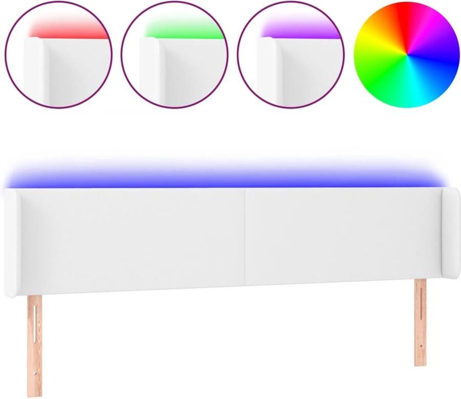 VidaXL Hoofdbord LED 183x16x78 88 cm kunstleer wit - Foto 2