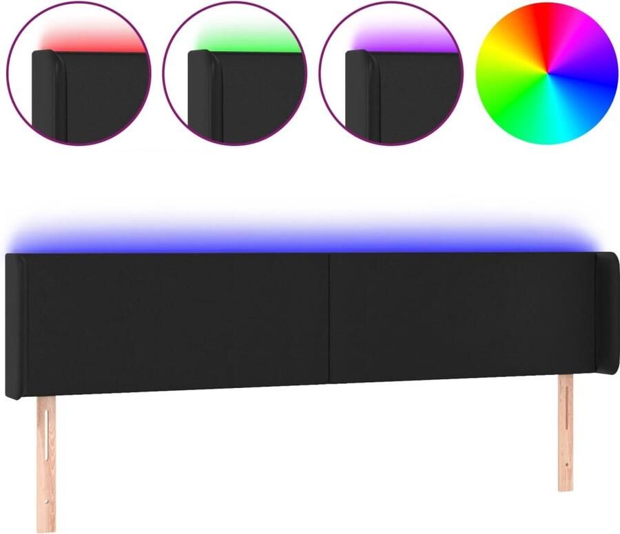 VidaXL Hoofdbord LED 203x16x78 88 cm kunstleer zwart