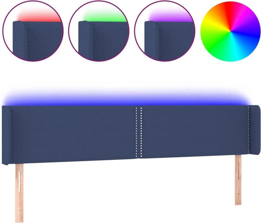 VidaXL Hoofdbord LED 183x16x78 88 cm stof blauw - Foto 2