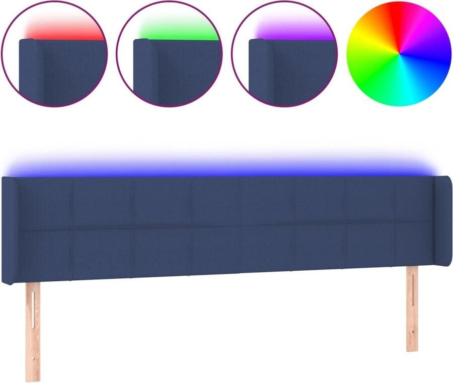 VidaXL Hoofdbord LED 163x16x78 88 cm stof blauw - Foto 5