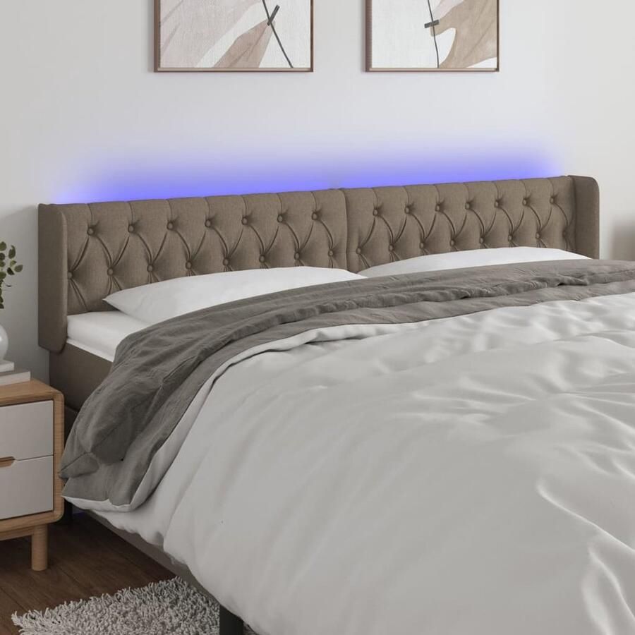 VidaXL Hoofdbord LED 183x16x78 88 cm Taupe Hoofdboard Led Bedhoofdbord Headboard Led Verlichting Slaapkamersdecoratie Taupec - Foto 2